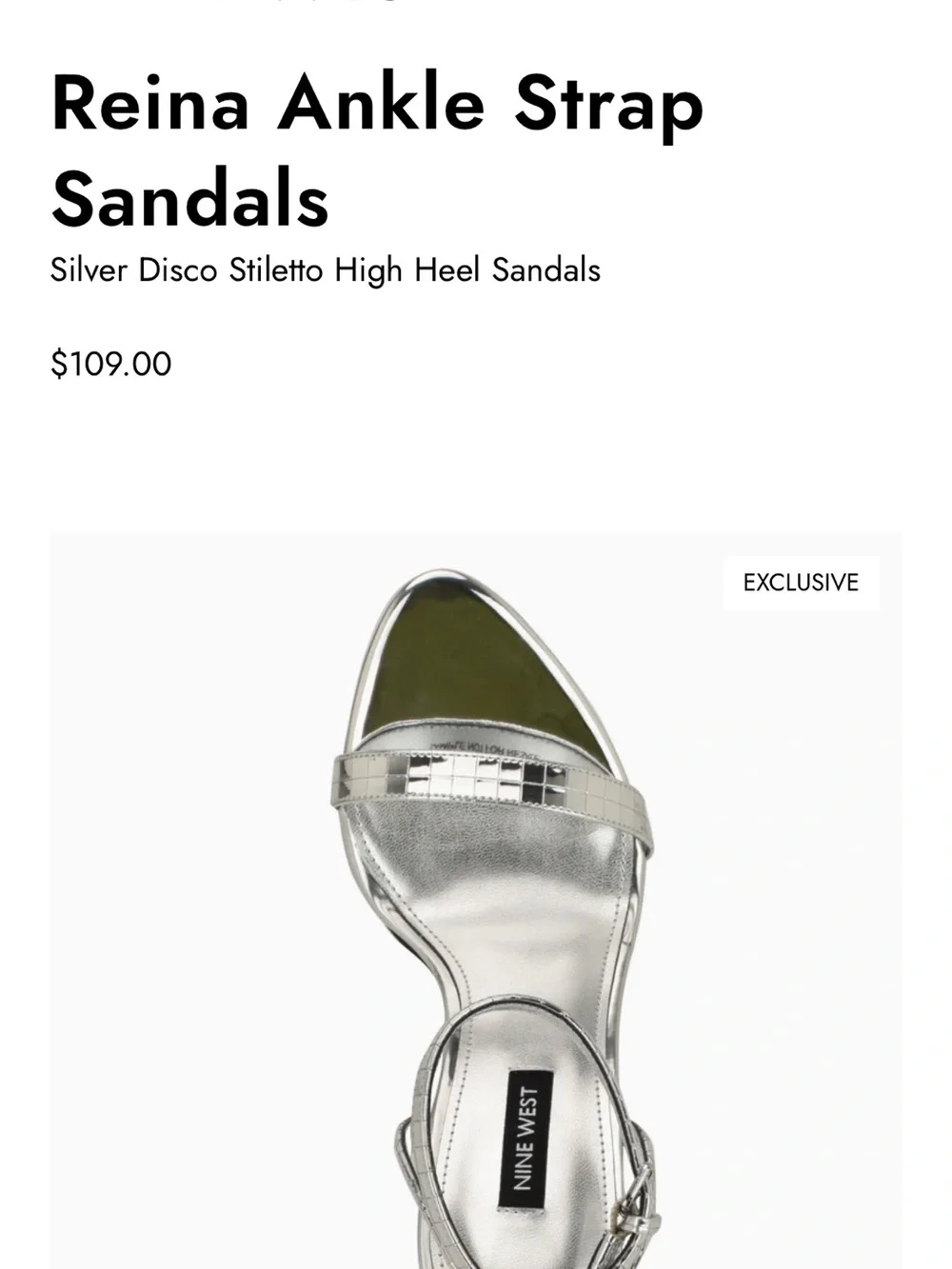 Nine West Reina Silver Ankle-Strap Stiletto Sandals. Only worn ONCE.